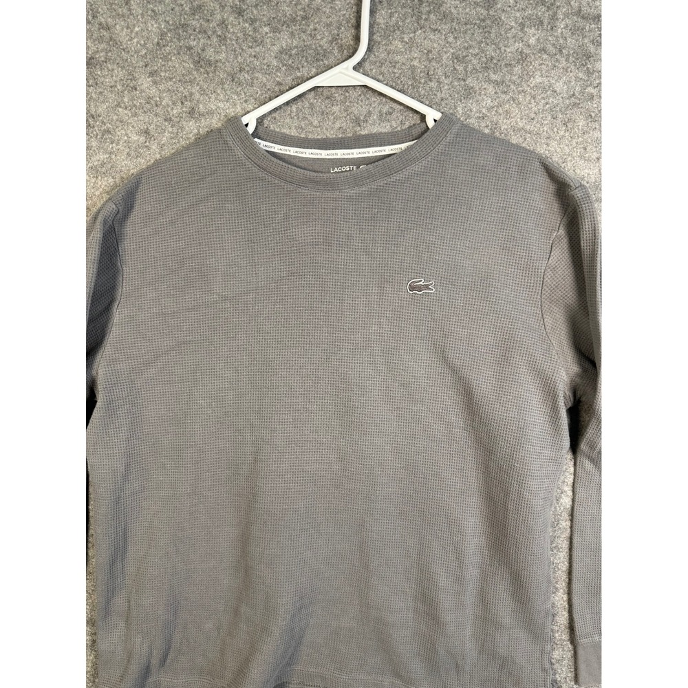 Lacoste Mens‎ Grey Waffle Knit Long Sleeve Sleepwear Lounge Top TH9668 XL